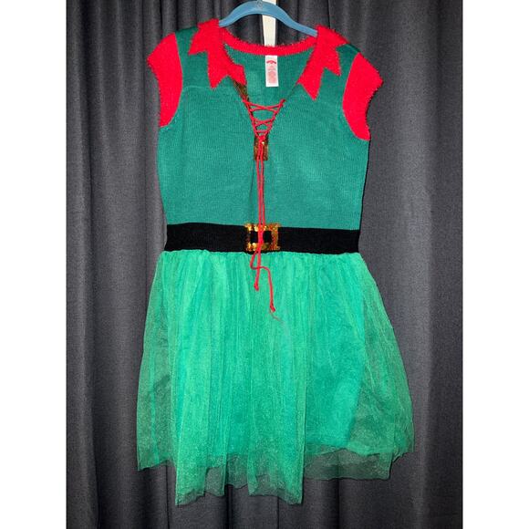 Ugly Christmas Sweater Dress Xmas Size Large - Picture 1 of 3